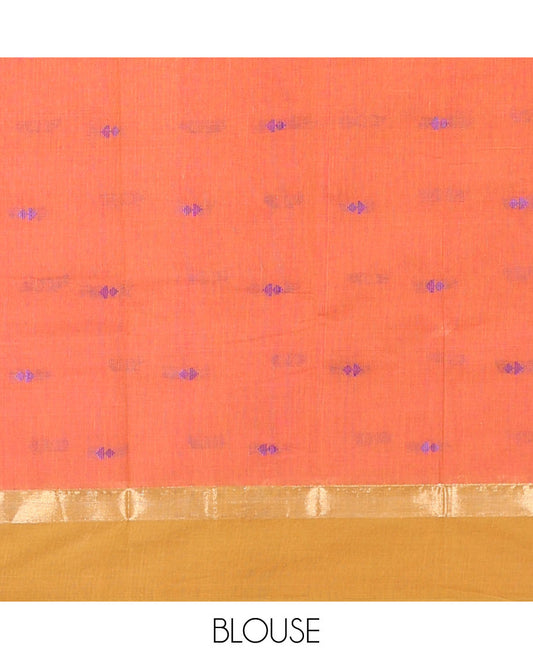 Pink buttas Chirala cotton saree, contrast zari striped border & striped pallu