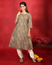 Grey Readymade Cotton Kurti