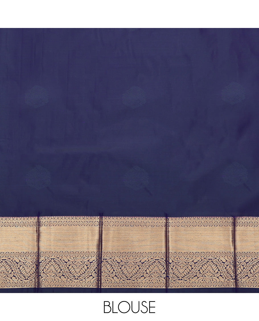 Blue Budget Silk Saree, Finely Crafted with Zari Buttas, Highlighted by a Traditional Zari Border, Jaal Pallu, and Matching Blouse