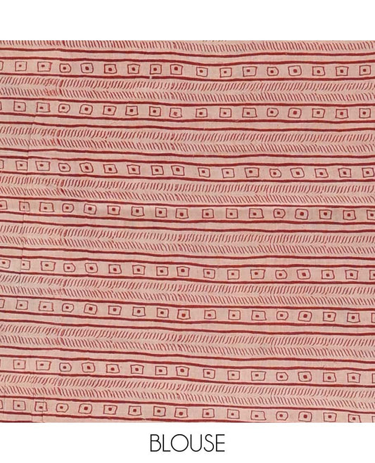 Multi-color geometric patterns machine printed kalamkari cotton saree, contrast patola elephant border, and pallu steeped with patola elephants
