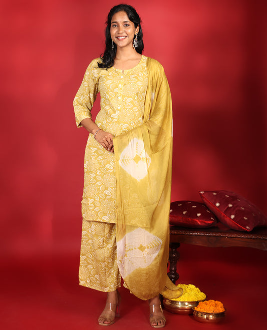 Yellow Rayon Readymade Suit