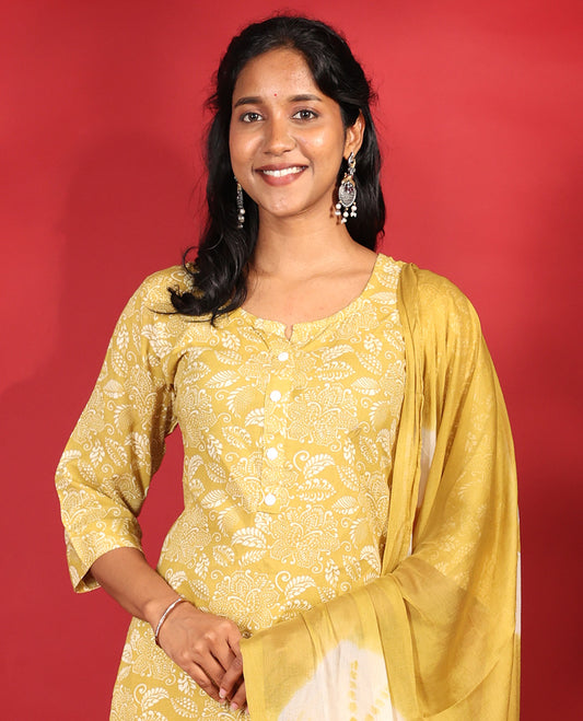 Yellow Rayon Readymade Suit