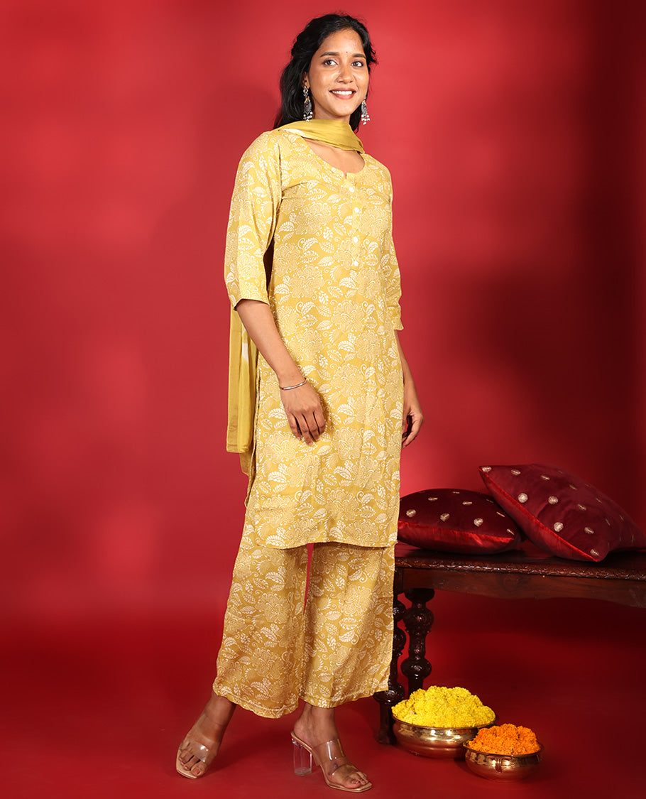 Yellow Rayon Readymade Suit