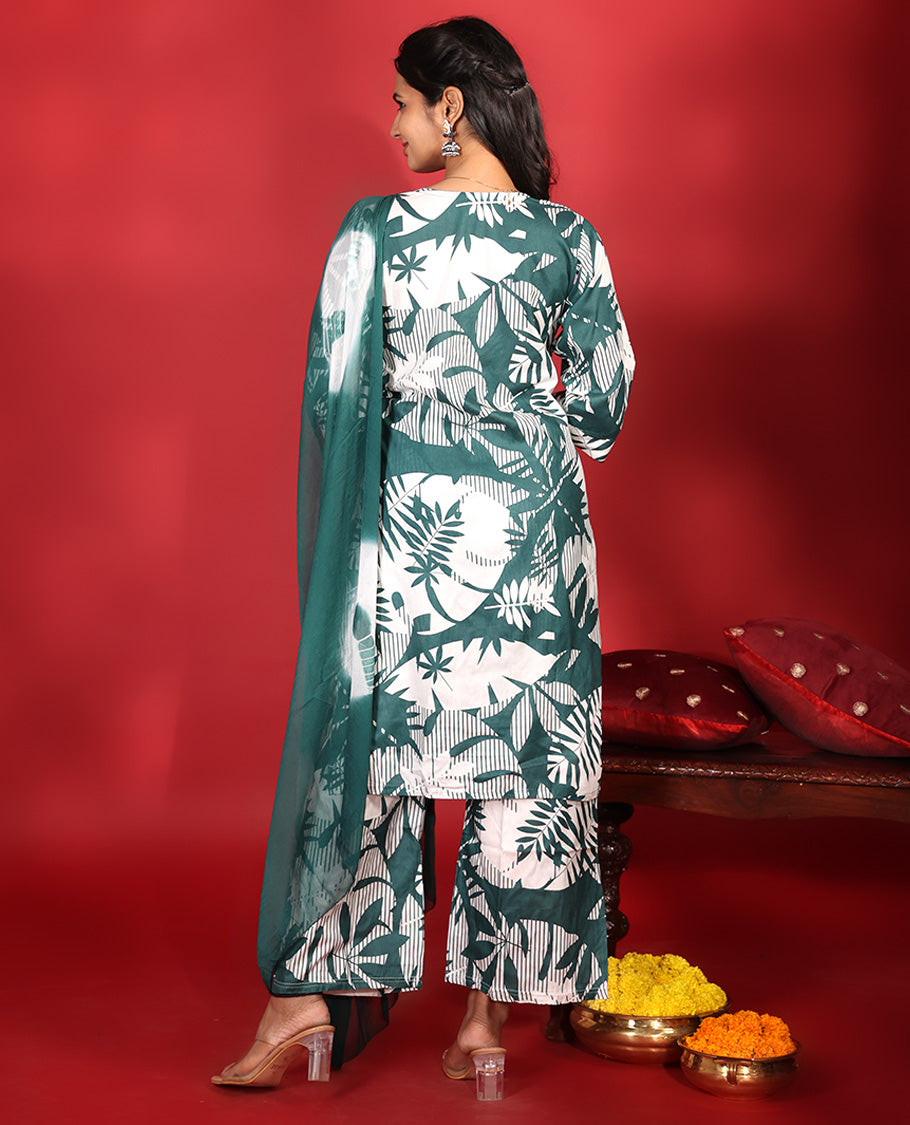 Green Rayon Readymade Suit