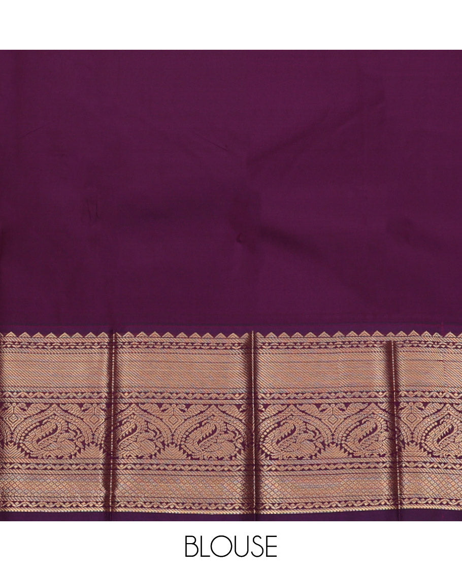 Green Budget Silk Saree, Prettified with Zari Buttas, Complemented by a Contrast Traditional Zari Border, Grand Pallu, and a Contrast Blouse