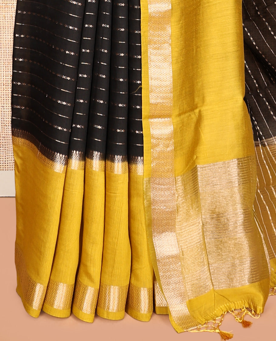 Black Assam Silk Saree