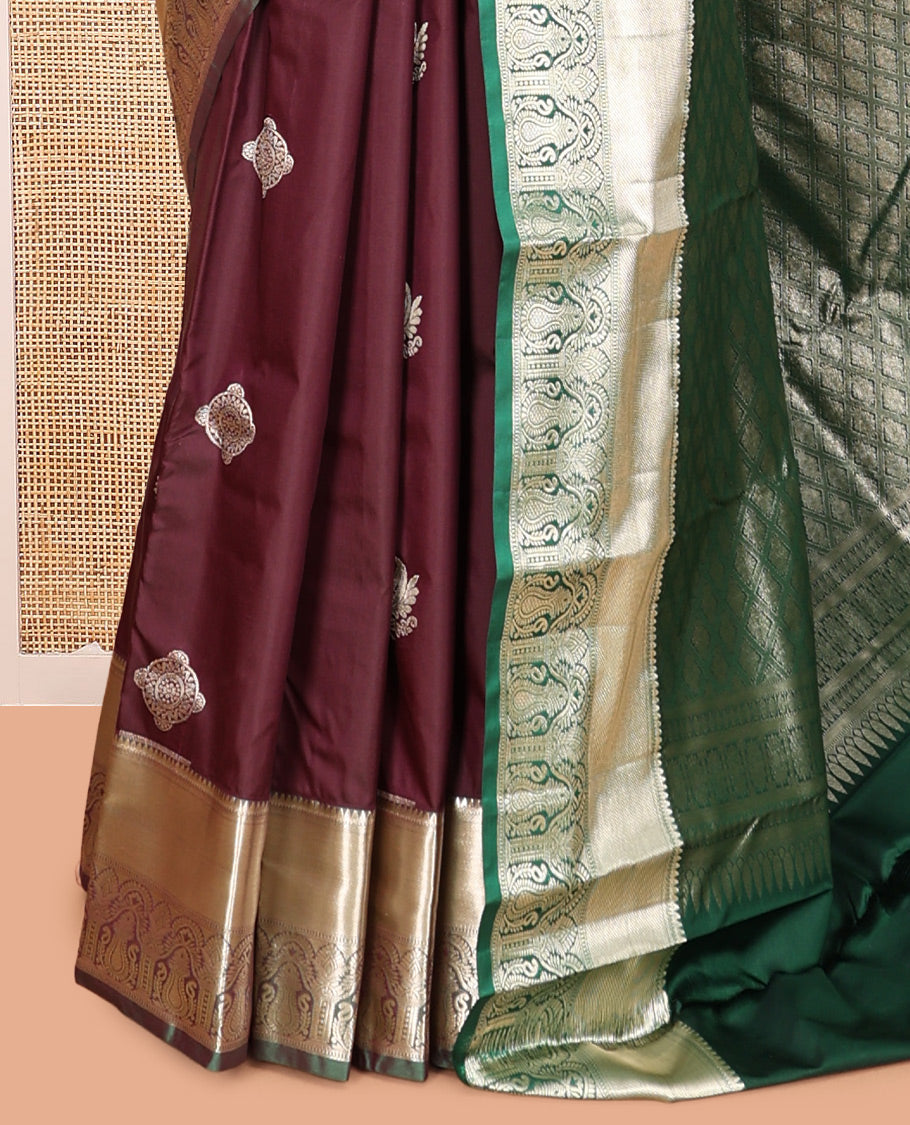 Brown Zari Buttas Gift Saree