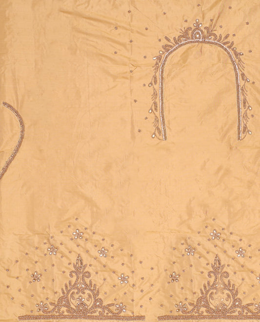 Yellow floral aari embroidery material blouse