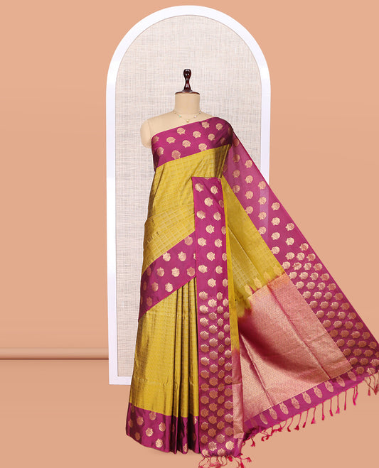 Green Gandaberunda Design Budget Silk Saree