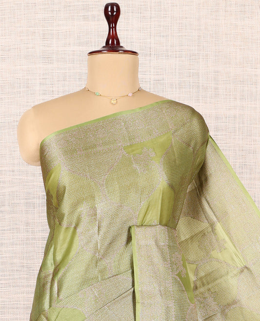 Green Tussar Silk Saree