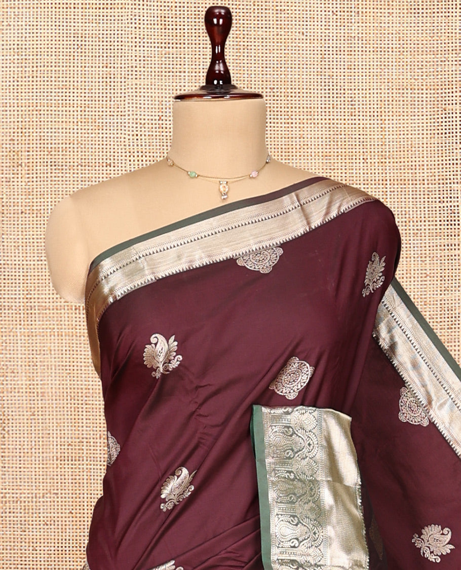 Brown Zari Buttas Gift Saree
