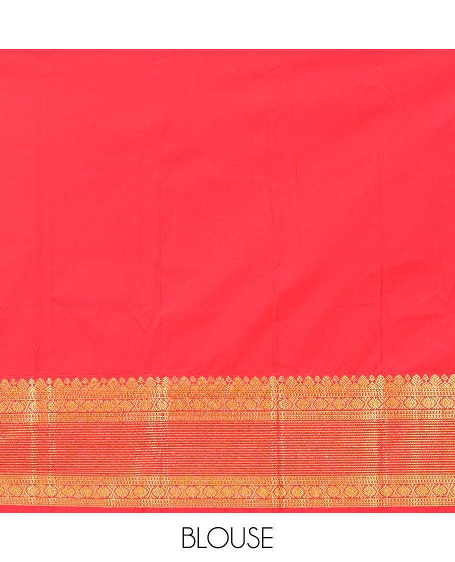 Leaf Green-Red Budget Silk Saree