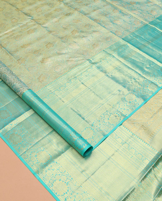 Turquoise Kanchipuram Tissue Silk Saree