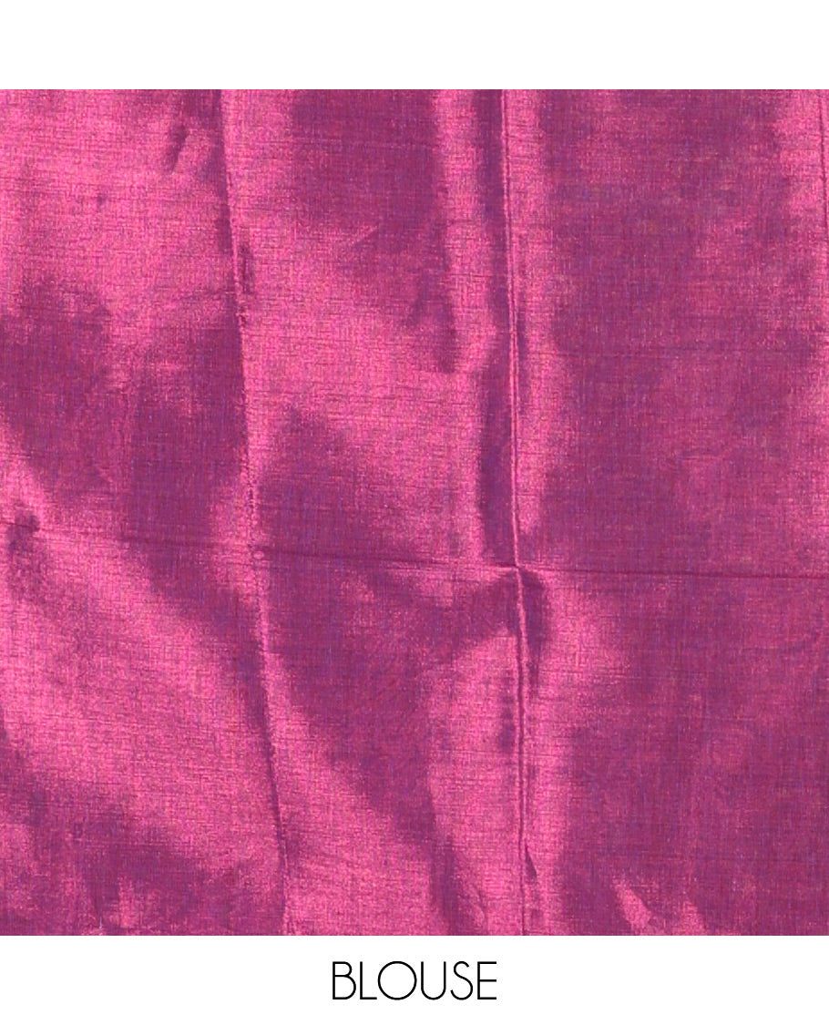 Borderless purple plain khadi tissue saree self pallu with tassels  and a matching blouse