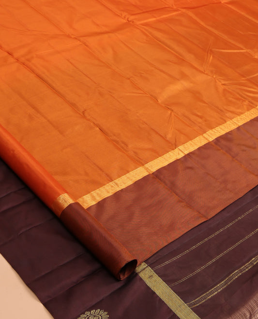 Orange Zari Buttas Kanchipuram Silk Saree