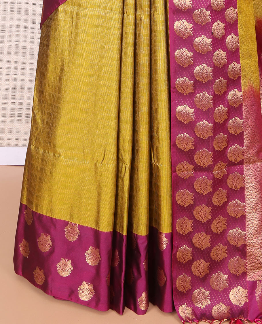 Green Gandaberunda Design Budget Silk Saree