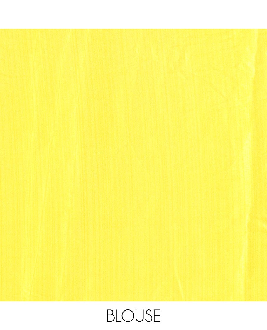 Cream and Yellow Satin Crepe Saree Embellished with Shibori Prints, Complemented by Contrast Shibori Printed Border, Pallu Decked Up with Shibori Prints, and Paired with a Plain Blouse