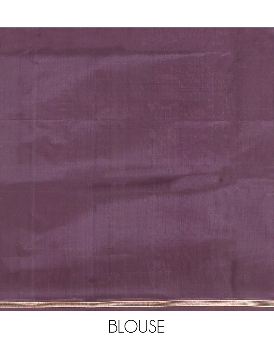 Dark Purple Mayuri Lite Silk Mix Saree, Woven with Zari Buttas, a Zari Border, Intricate Pallu, and a Matching Blouse