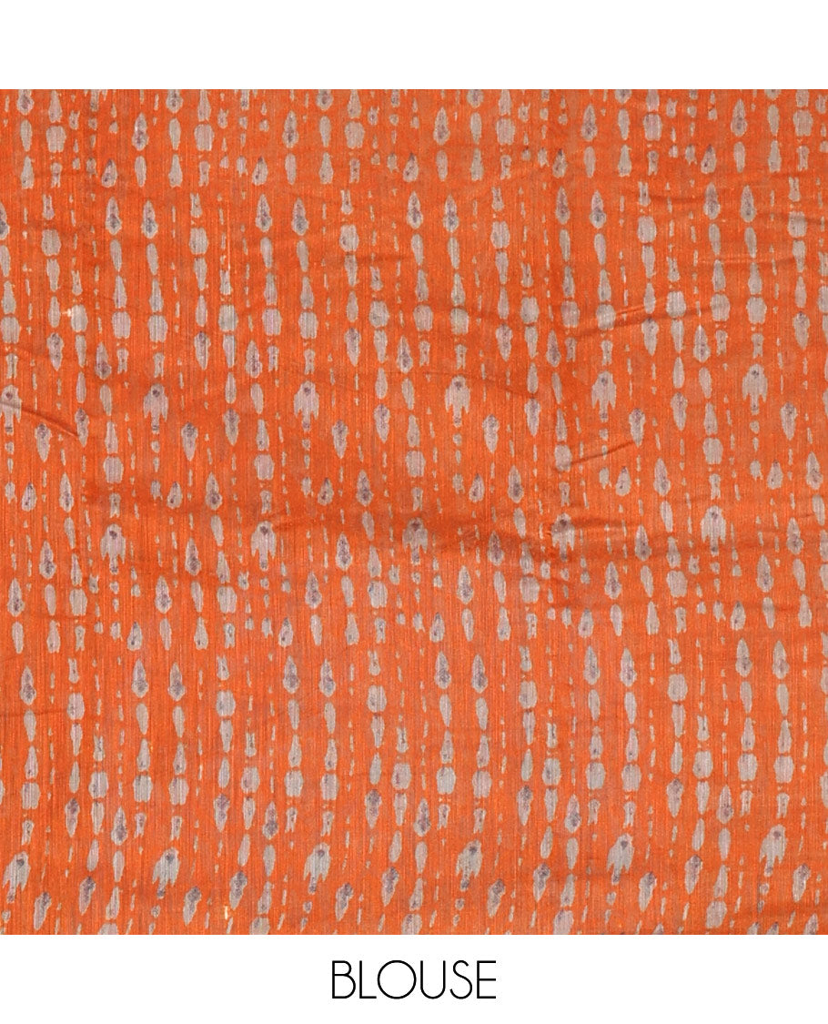 Black shibori printed muslin cotton saree, contrast gold zari border, shibori printed pallu, and shibori printed blouse