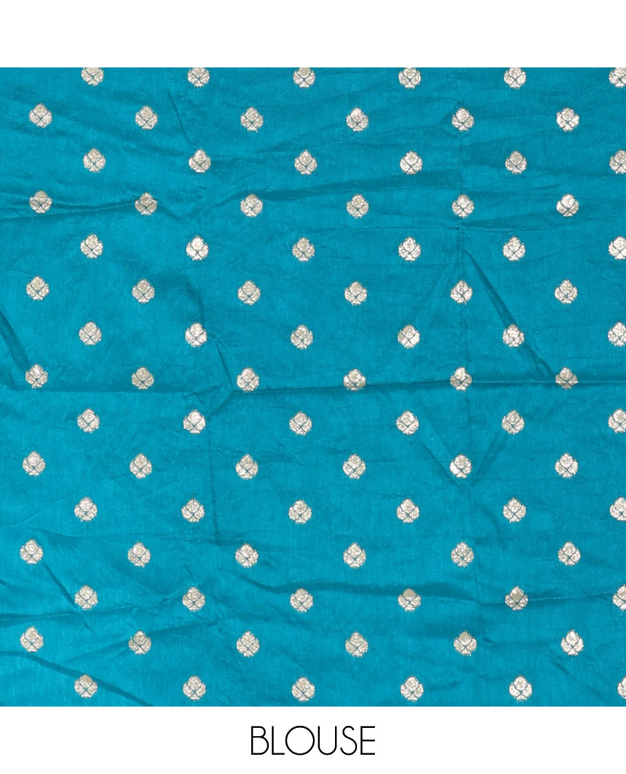 Green Dola Silk Saree Subtly Sparked with Vertical Golden Stripes Running All Over Its Body, Complemented by a Contrast Traditional Zari Design Woven Border, Subtly Striped Pallu, and a Contrast Buttas Woven Blouse