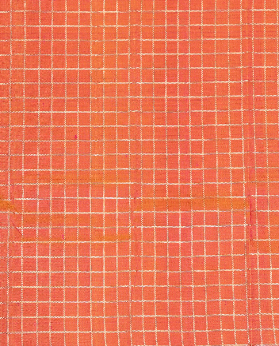 Orange Striped Pure Silk Navarathna Pavadai Material Set