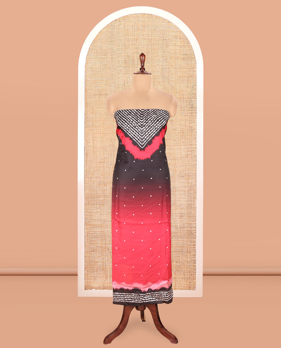 Red-Black Satin Crepe Material Chudidar Set