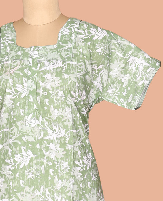 Green Cotton-Blended Nighty