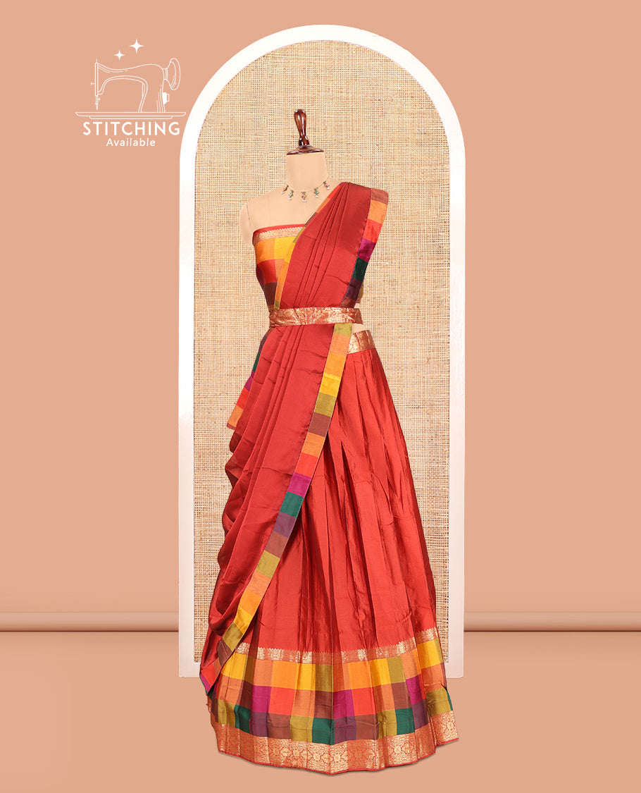 Red Semi-Silk Half-Saree