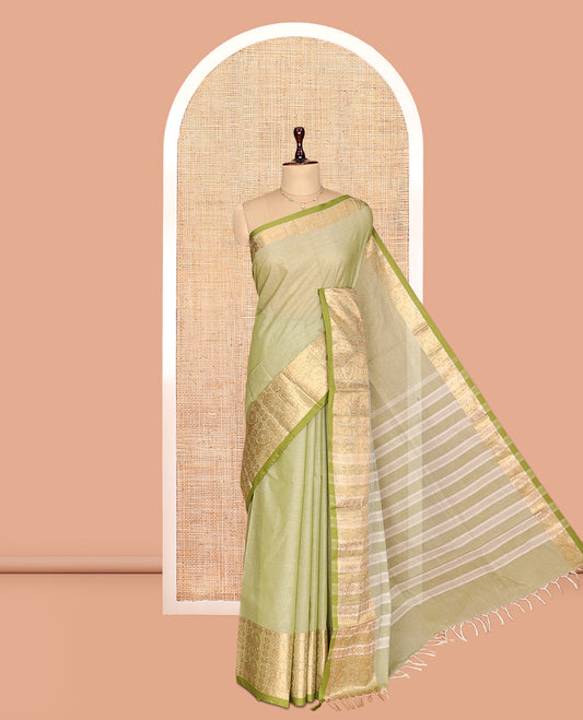 Pale Green Plain Chettinad Cotton Saree