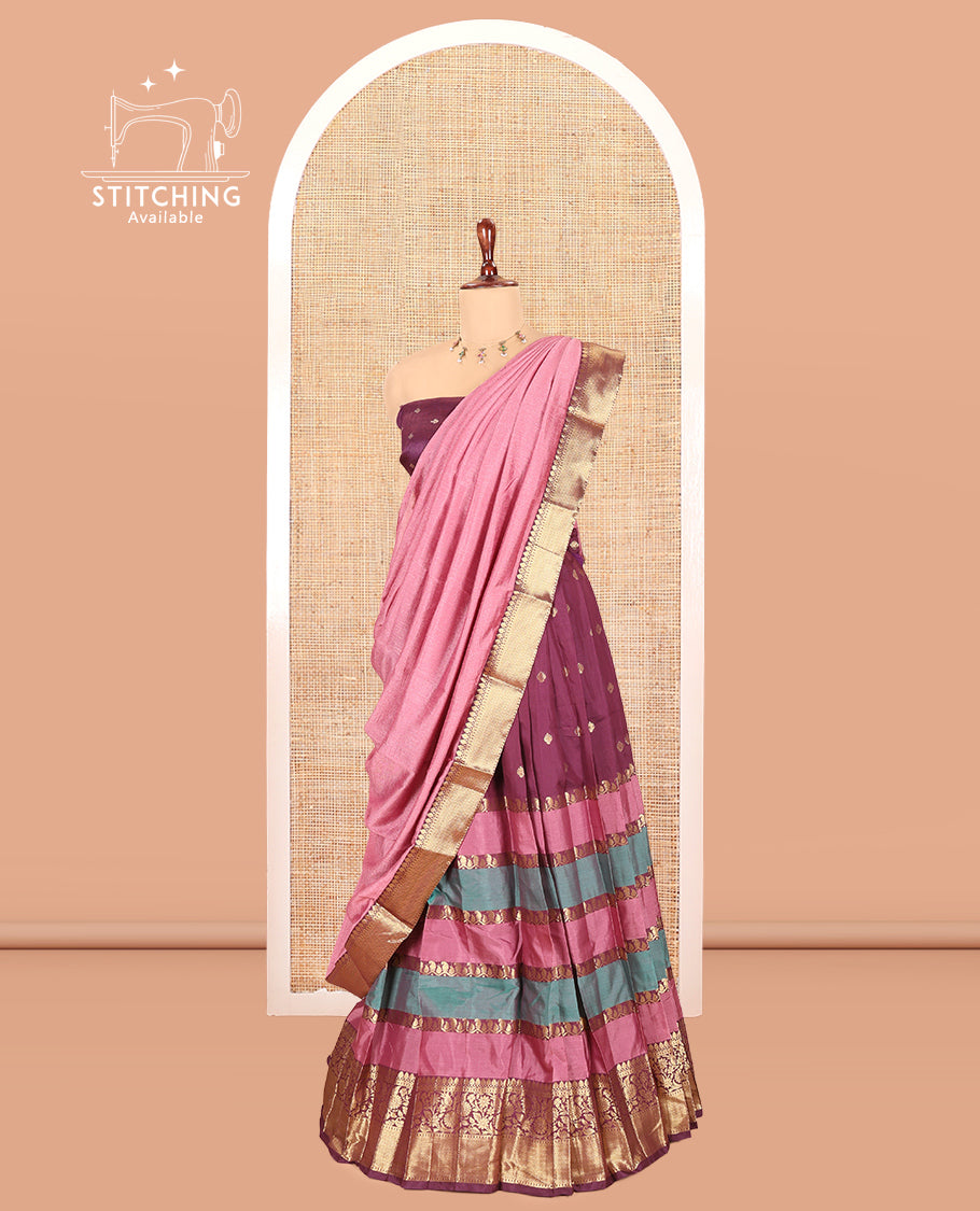 Purple Semi-Silk Half-Saree