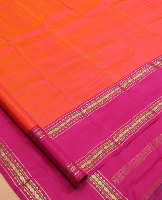 Orange Plain Kanchipuram Silk Saree