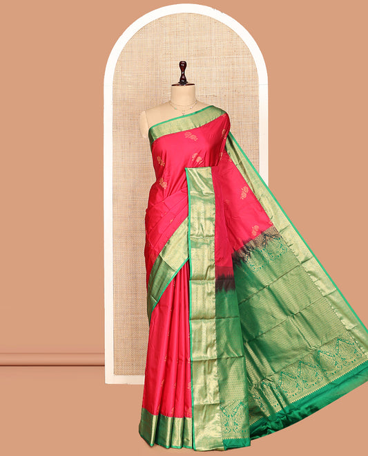 Red Zari Butta Gift Saree