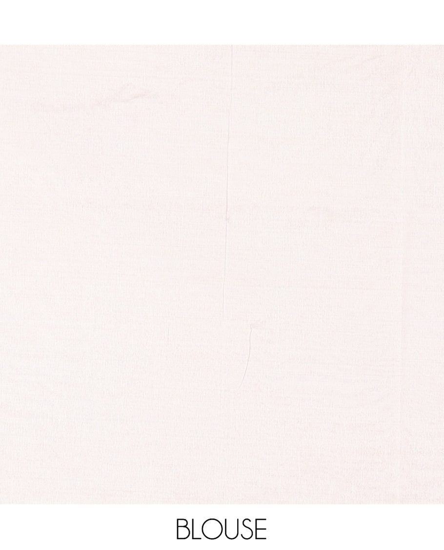 Cream Semi-Tussar Saree Features Thread Floral Embroidery, Embroidered Border, Matching Blouse