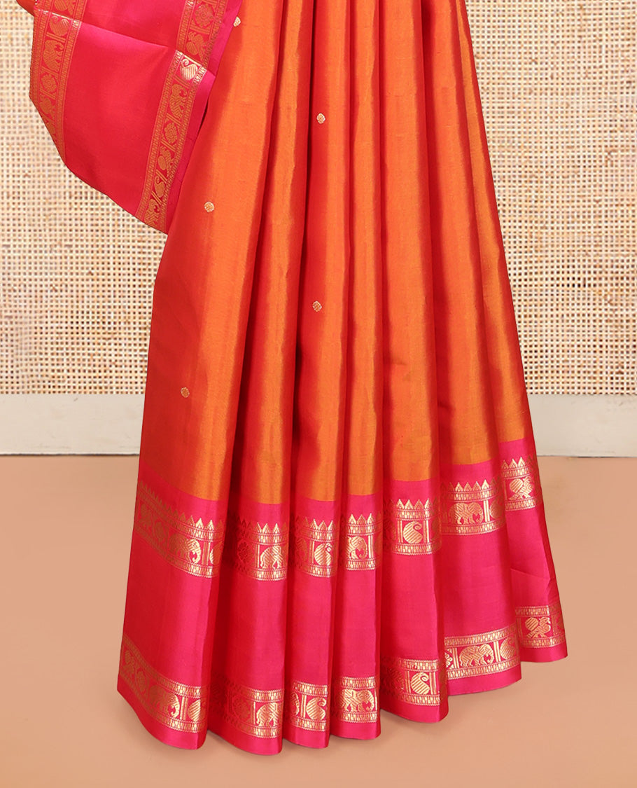 Orange Kanchipuram Chettinad Saree