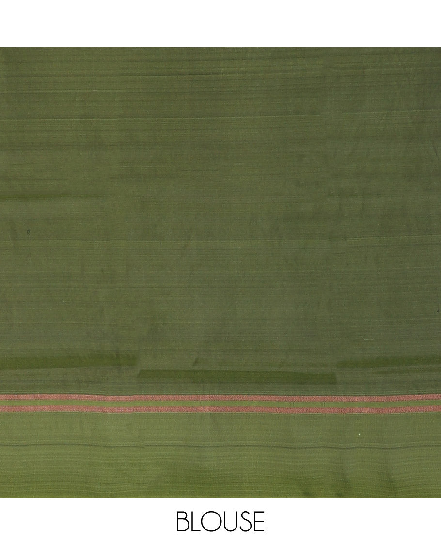 baby pink geometric design uppada saree with contrast border & floral design pallu