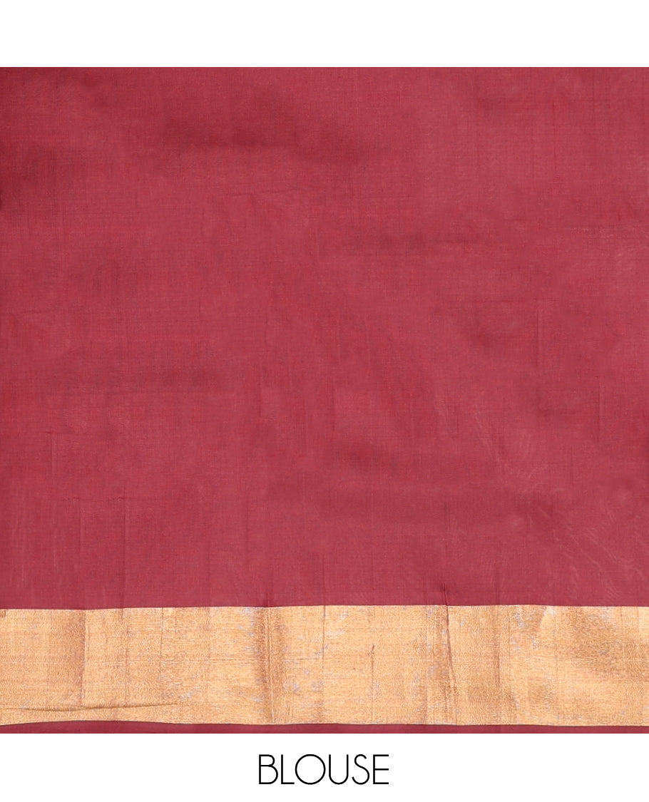 Orange Uppada Silk Saree, Meticulously Crafted with Buttas, Complemented by a Contrast Floral Design Border, Grand Pallu, and a Contrast Blouse