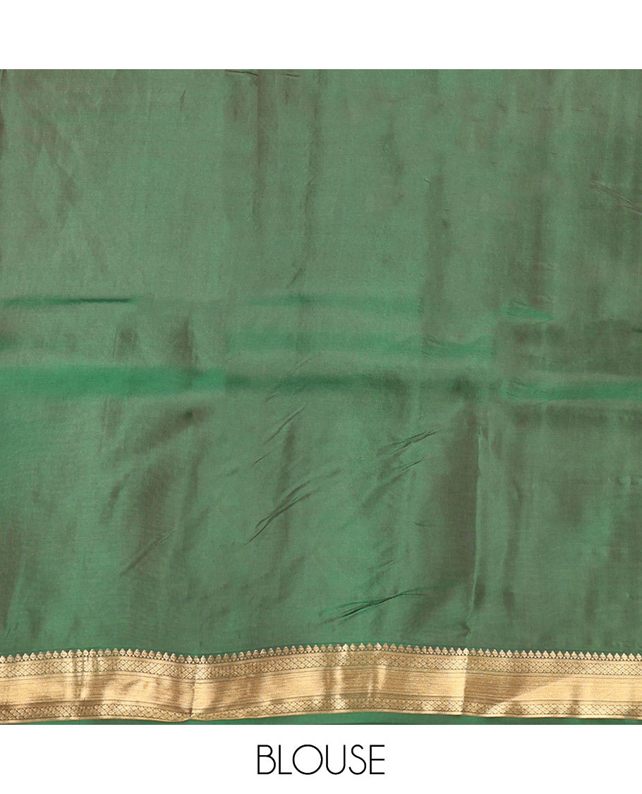 Red Vasundhara Lite Silk Mix Saree, Finely Crafted with Zari Buttas, Complemented by a Contrast Border of Manga, Mayil Kann, and Zari Design, Geometric Pallu, and a Contrast Blouse