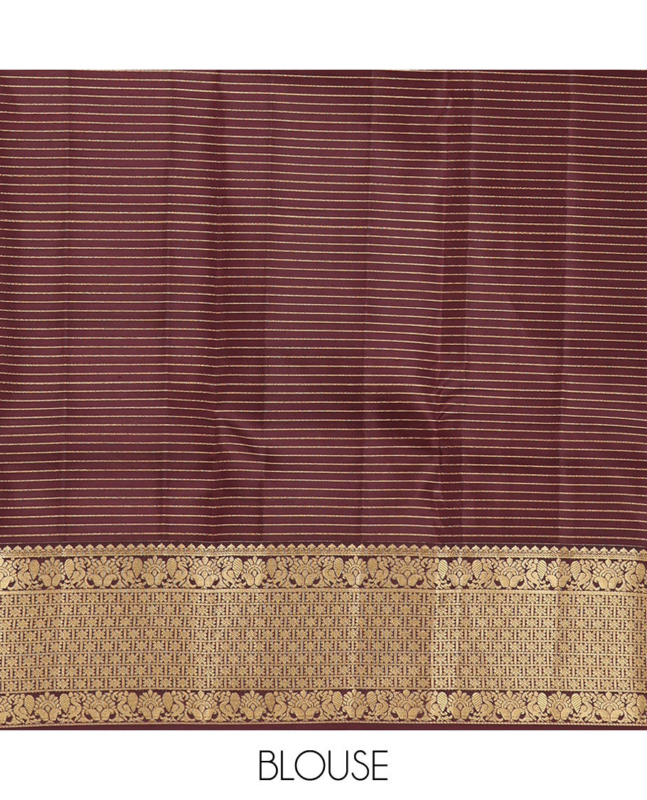 Multi-Color Checked Vasundhara Lite Silk Mix Saree, Contrast Border of Salngai, Mayil, and Zari Designs, Grand Pallu, and a Contrast Blouse