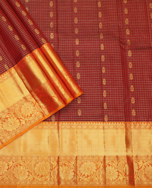Maroon Pure Silk Navarathna Pavadai Material Set