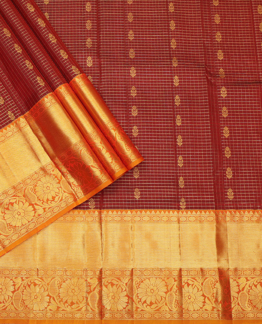 Maroon Pure Silk Navarathna Pavadai Material Set