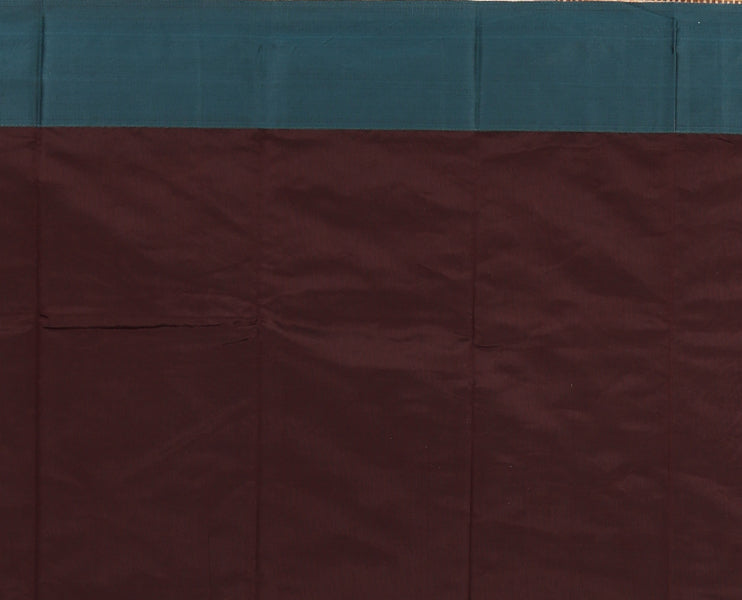 Brown butta silk cotton , contrast bawanchi border & thread weaving rich pallu with tussels