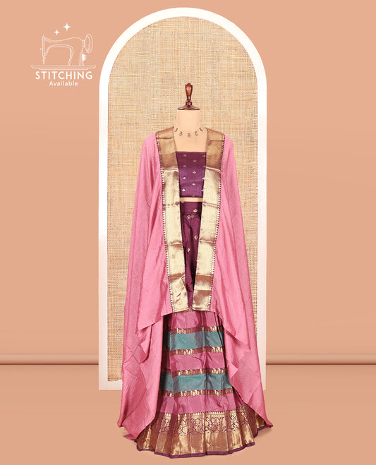 Purple Semi-Silk Half-Saree