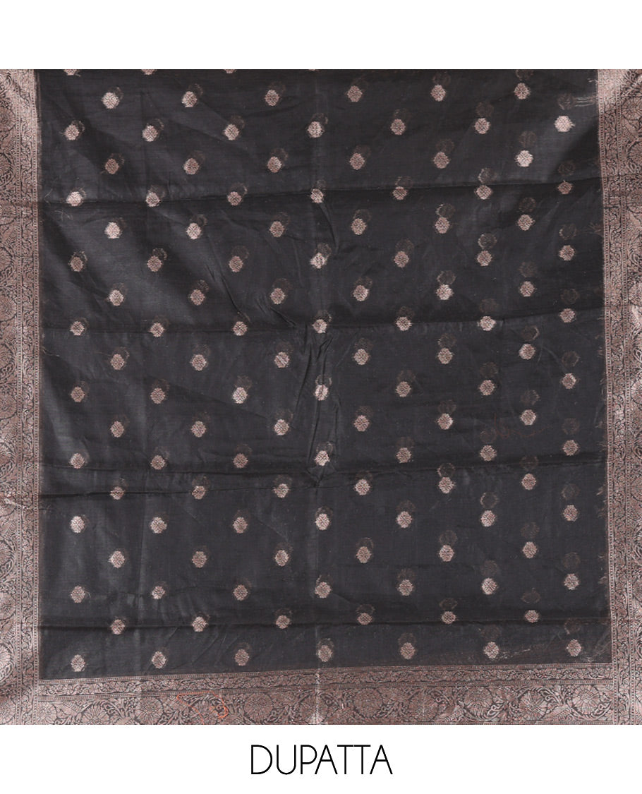 Chikku-Black Shimmer Tissue Material Chudidar Set