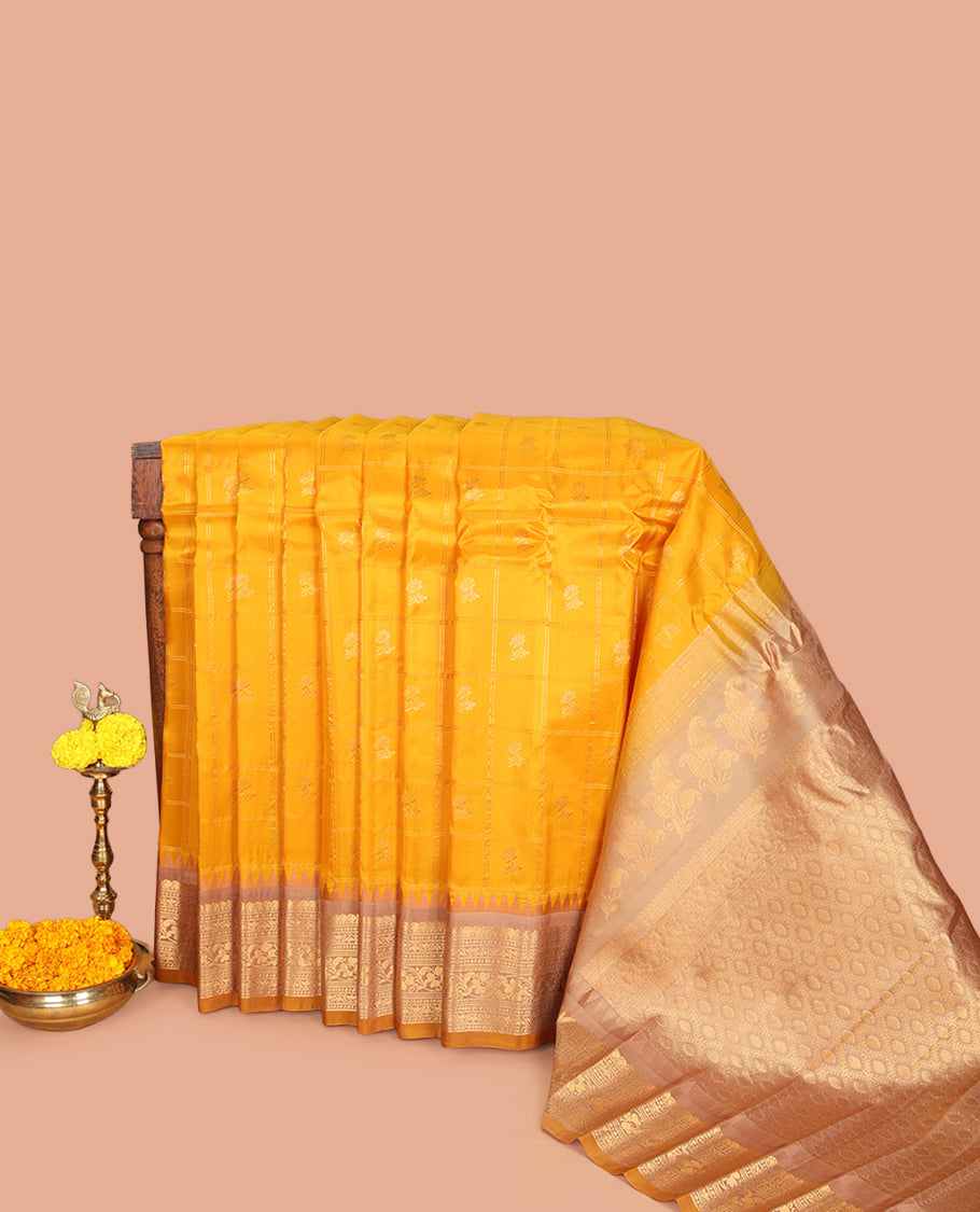 Yellow Gadwal Silk Saree