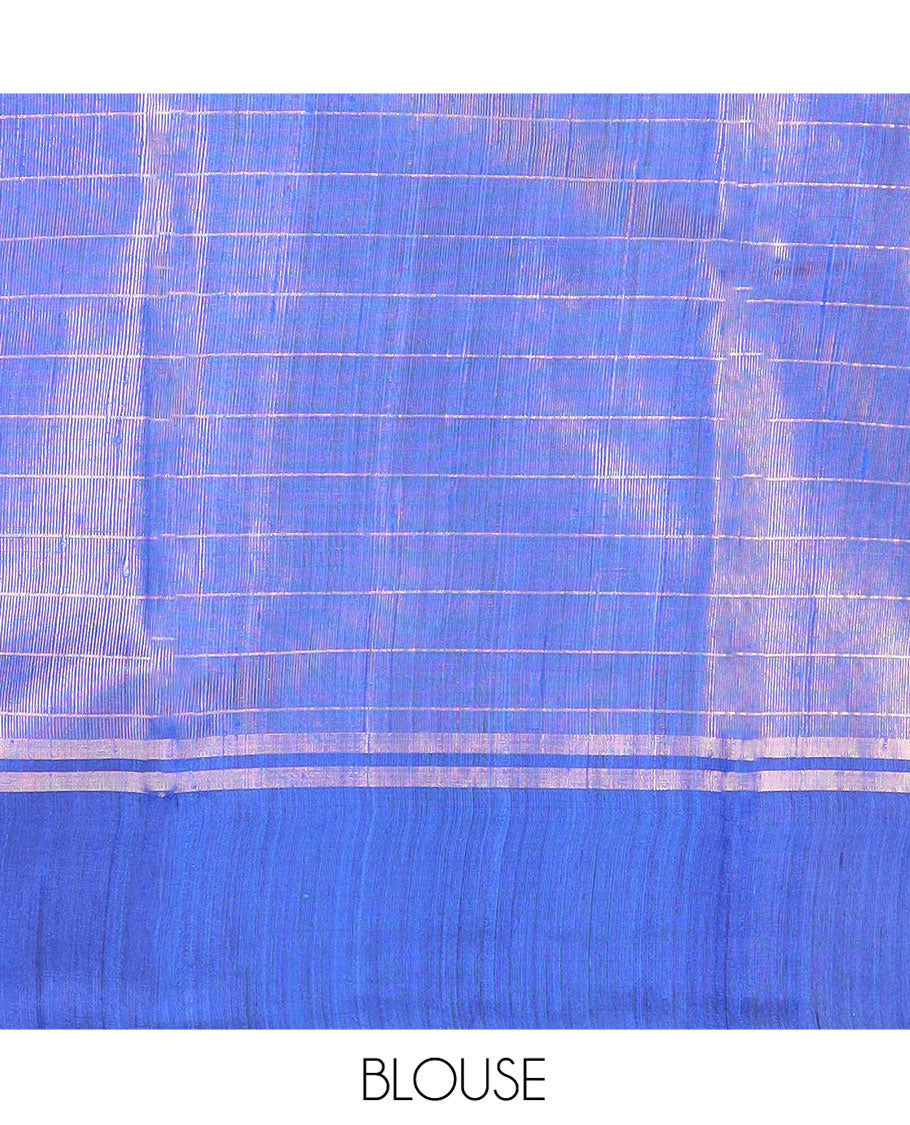 Pink Dupion Silk Saree Decked Up with Checks All Over Its Body, Complemented by a Contrast Border  of Unique Motifs in Zari, Grand Pallu Depicts Geometric Designs, and Paired with a Contrast Blouse