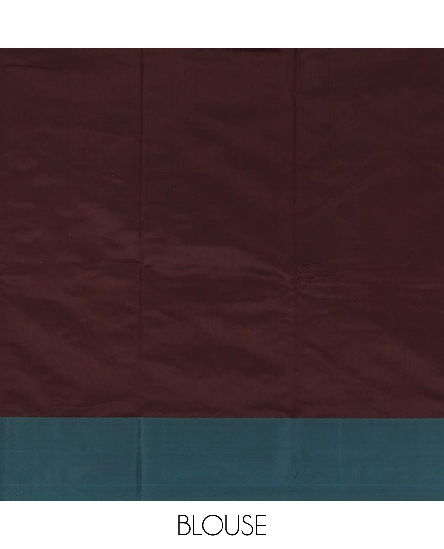 Brown butta silk cotton , contrast bawanchi border & thread weaving rich pallu with tussels