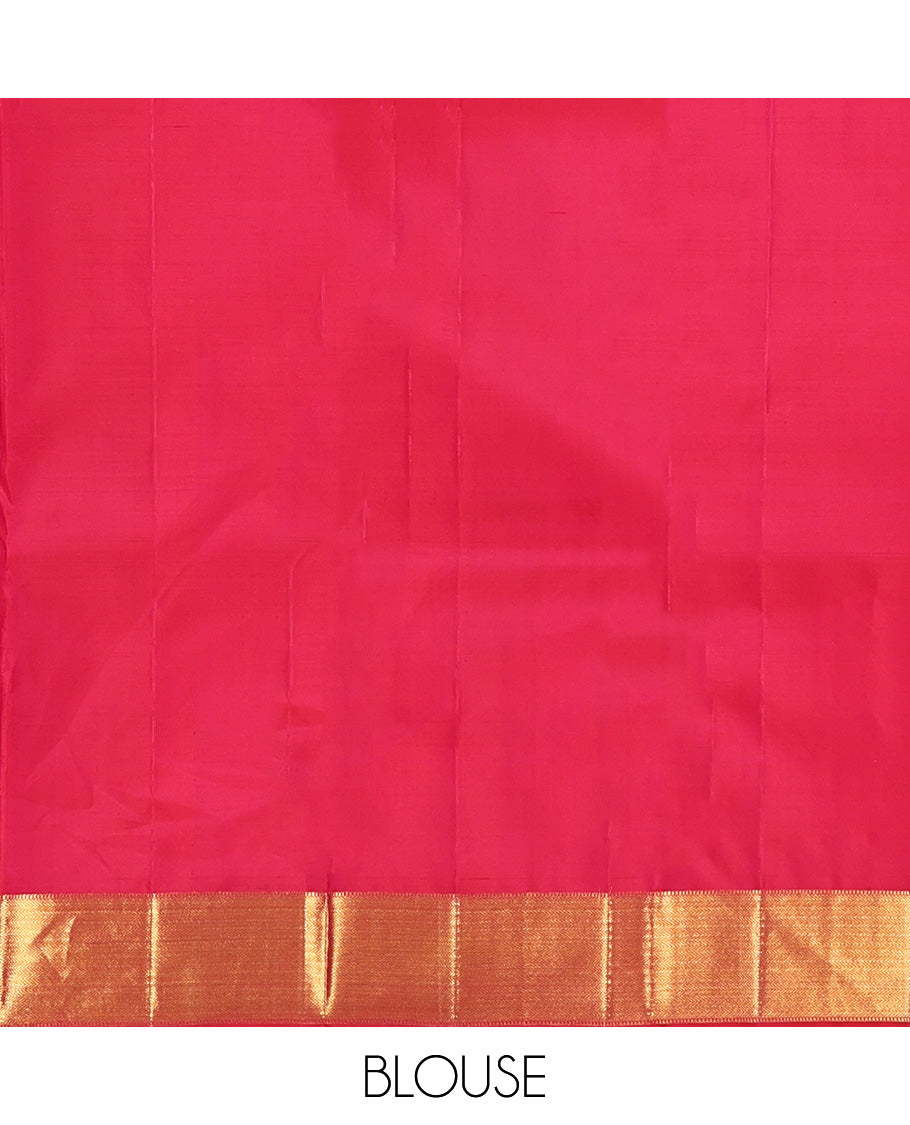 Pink Parampara Silk Saree Subtly Enriched with Zari Buttas and Embossed Texture On Its Body, Highlighted by Zari Border of Muthu, and Vanki Designs, Grand Jaal Pallu and Paired with a Matching Blouse