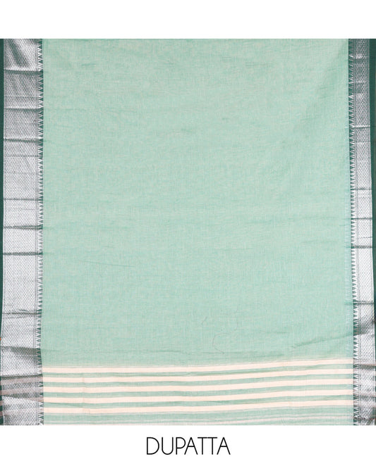 Green Mercerised Cotton Material Churidar Set