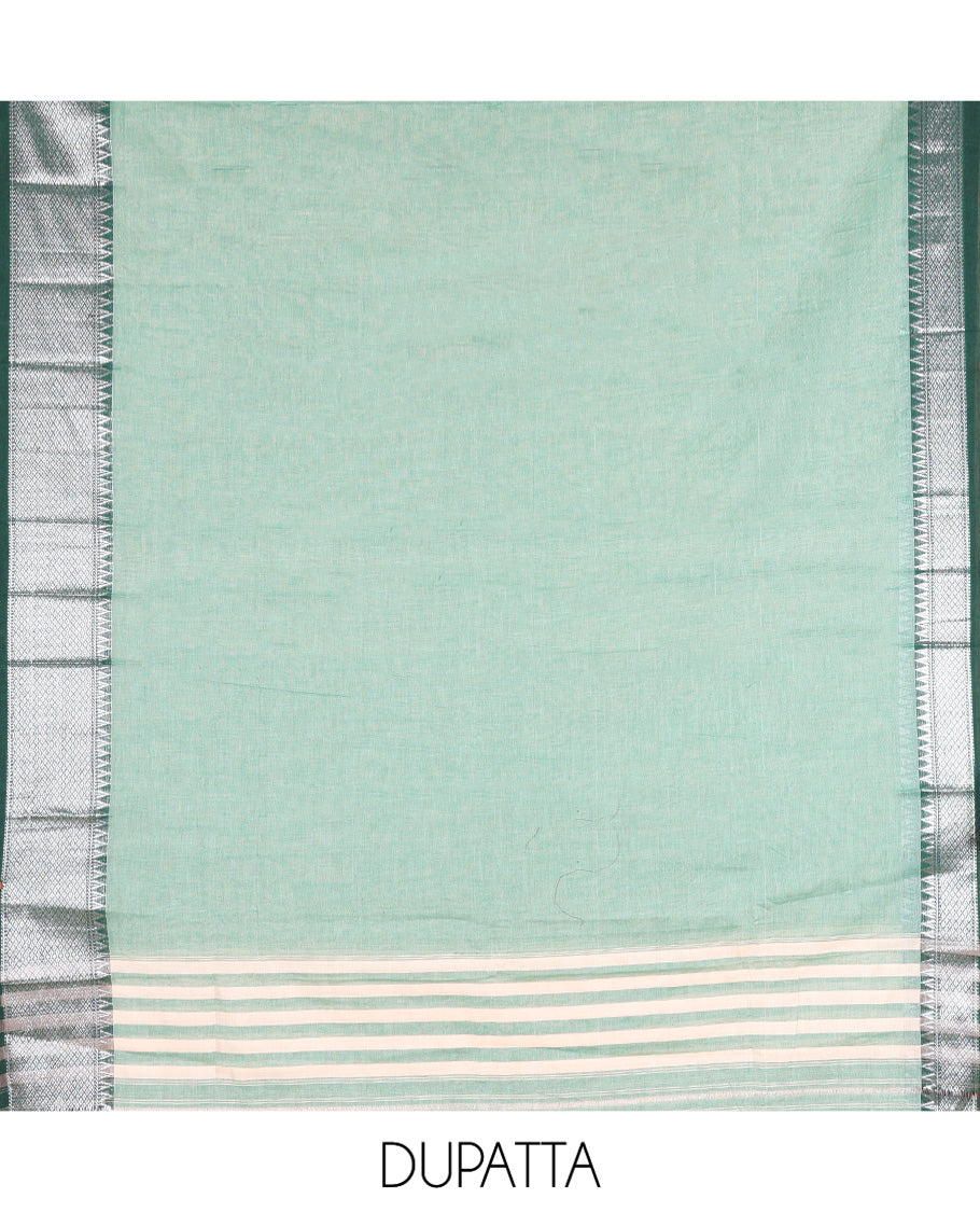 Green Mercerised Cotton Material Churidar Set