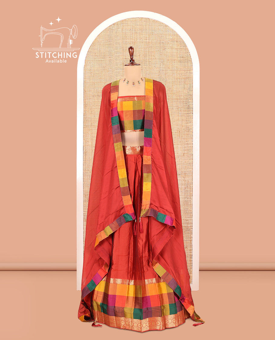 Red Semi-Silk Half-Saree